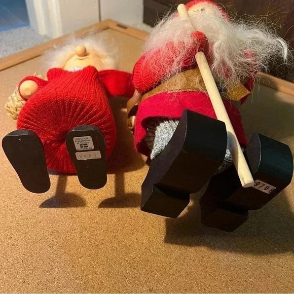 Vintage Ljungstrom Wooden Christmas Santa And Mrs Clause 1980s - Picture 7 of 11